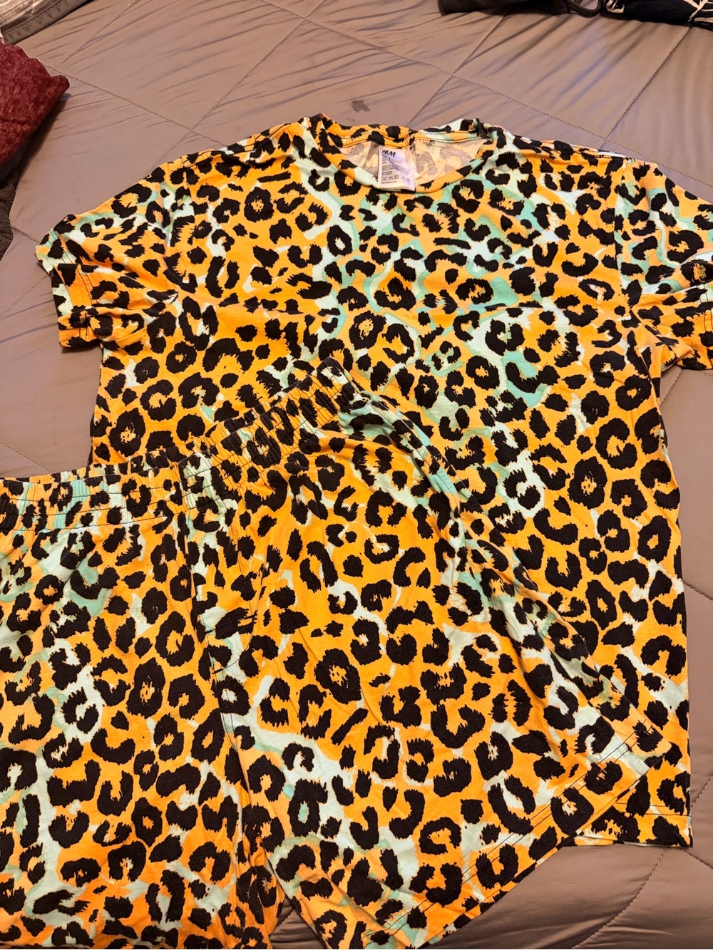 H&M Orange & Mint Leopard Print Pajama Set